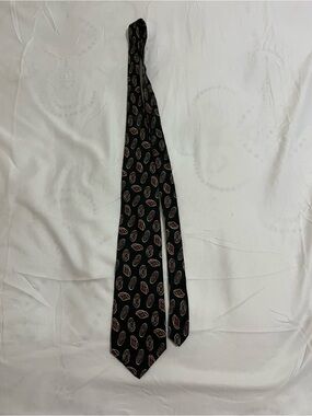 Chaps Ralph Lauren Black Tie with Brown Paisley Motif